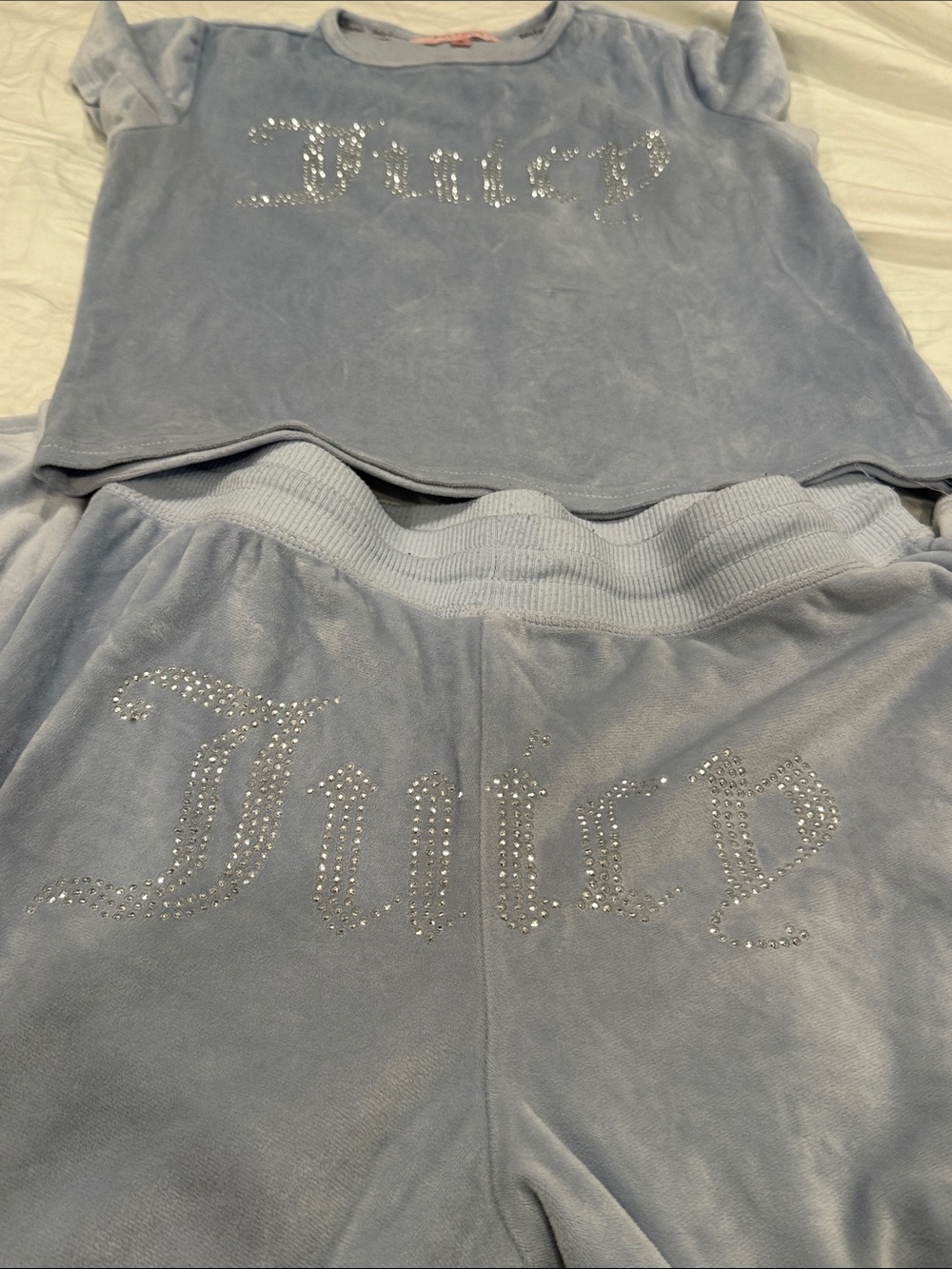 Juicy Couture Light Blue Rhinestone Logo Sweatshirt
